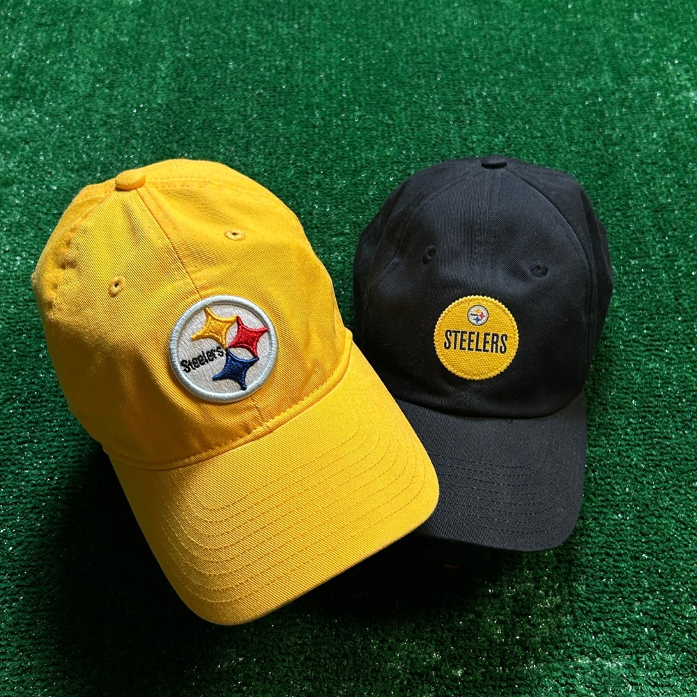 Vintage Nike Pittsburgh Steelers Hat Lot 2 Adjustable Dad Caps Black Yellow OSFM